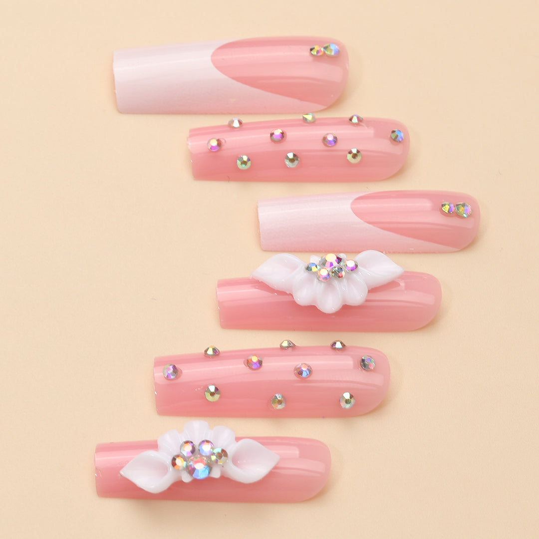 Decorative Floral Press-On Nail Tips Set Bowlift