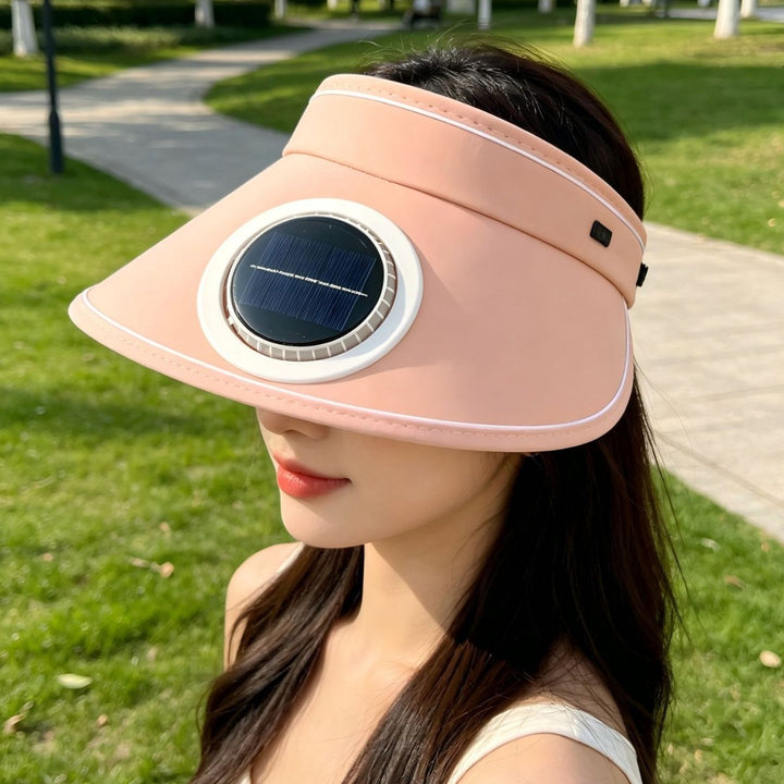 Lightweight foldable sunshade with integrated solar module and quiet fan Bowlift