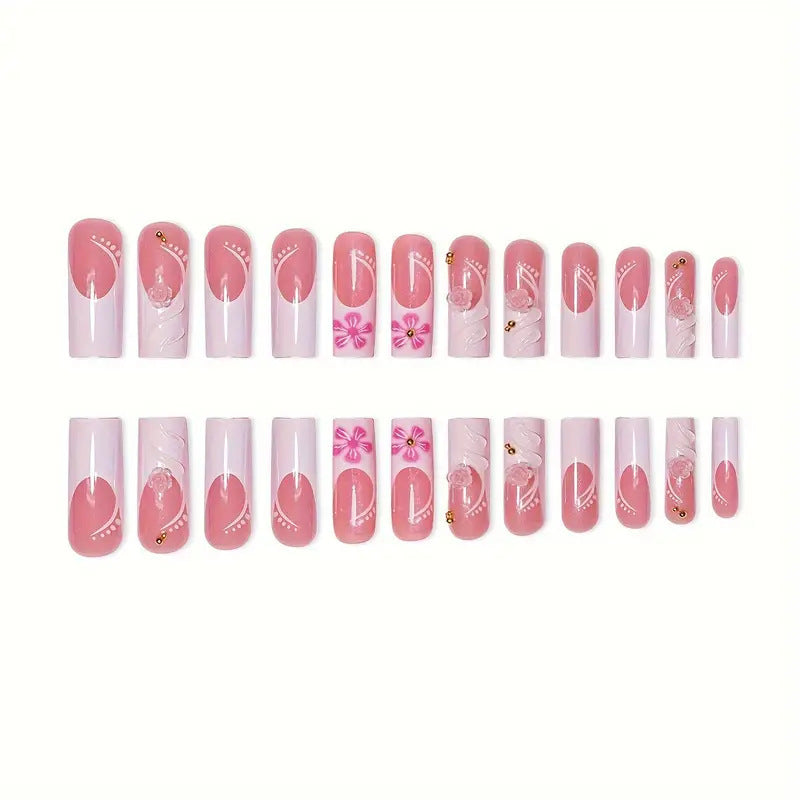Elegant Floral Acrylic Nail Enhancements Bowlift 1789447194