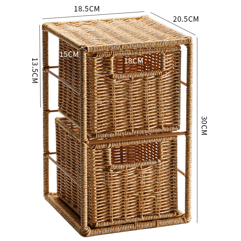 Unisex Stackable Storage Basket with Two Compartments Made of Natural Material Bowlift