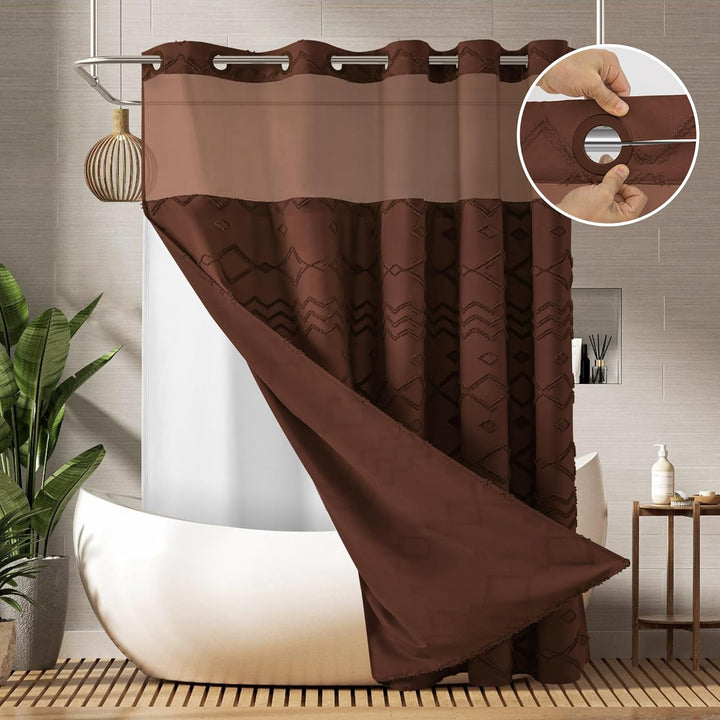 Textured Geometric Shower Curtain Bowlift