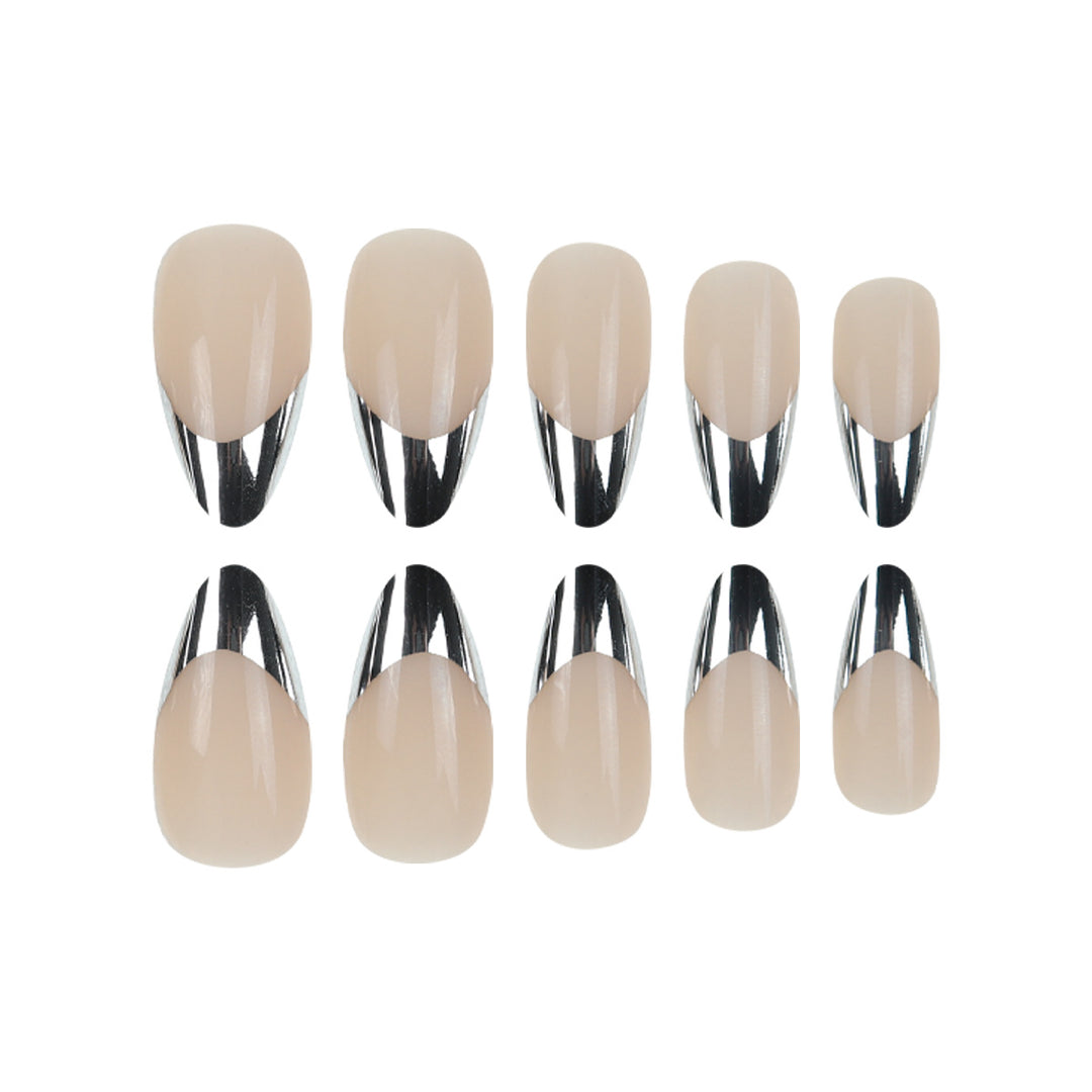 Long Stiletto Metallic Tip Press-On Nails Bowlift