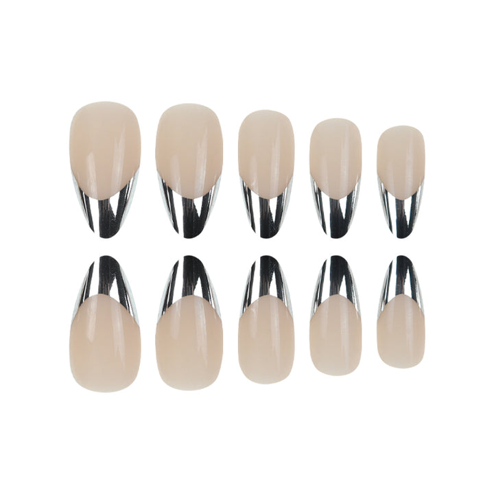 Long Stiletto Metallic Tip Press-On Nails Bowlift