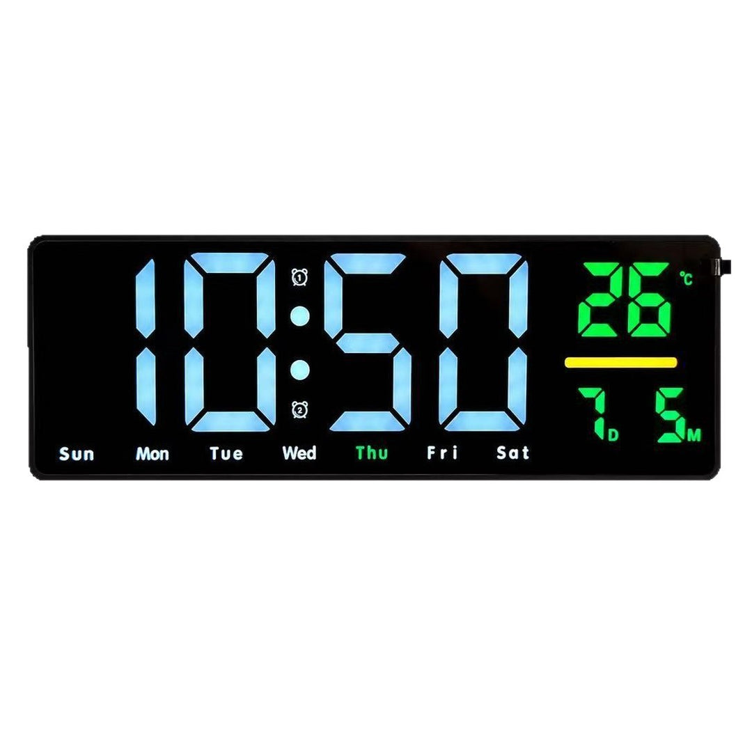 Digital wall clock with temperature and calendar display Bowlift