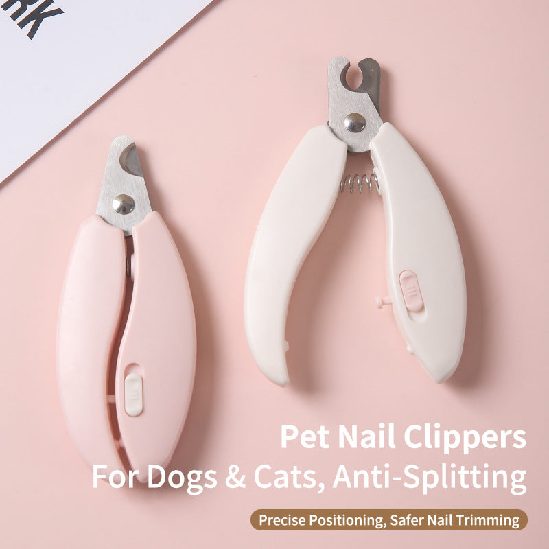 Compact ergonomic pet nail clippers with safety stop and thumb lock Bowlift