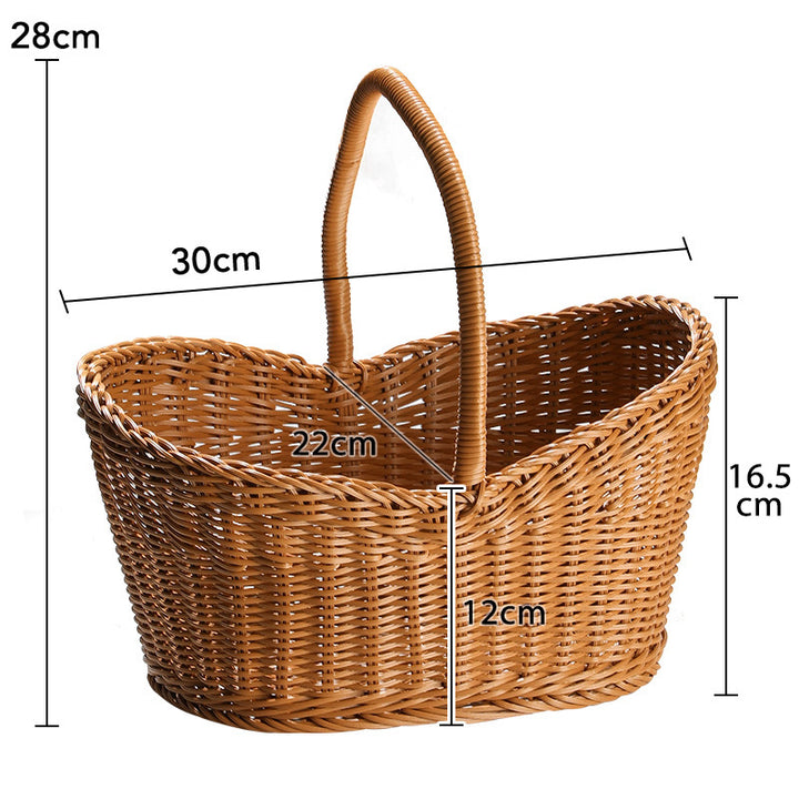 Unisex basket with ergonomic handle and natural basket weave Bowlift