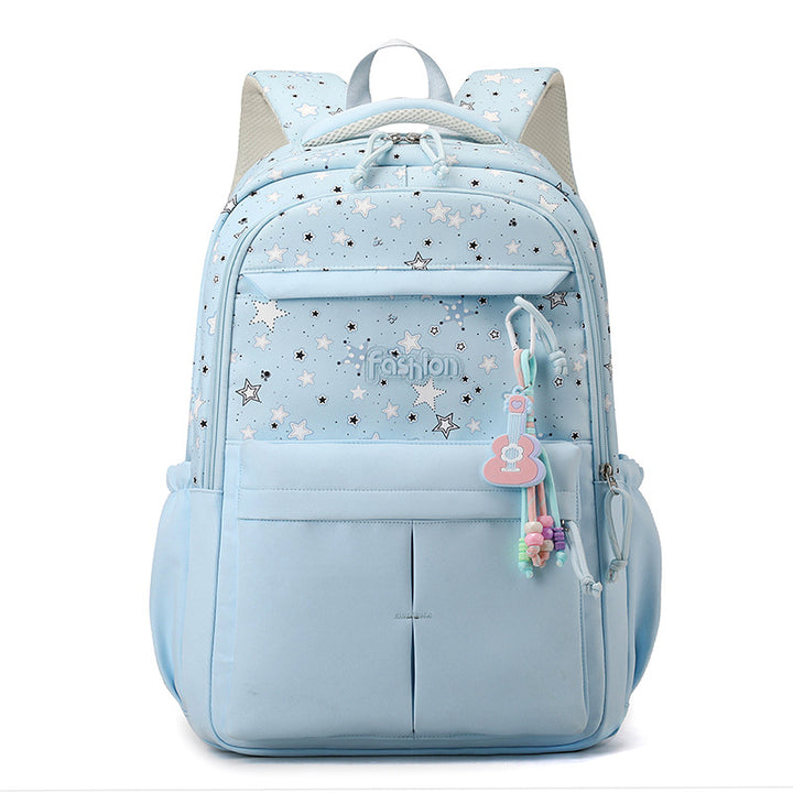 Star-Print Multi-Compartment Backpack
