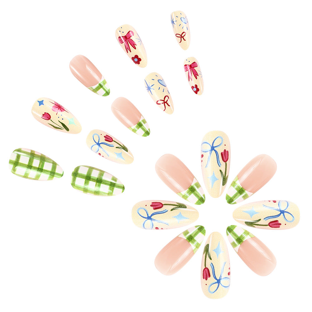 Floral Art Gel Press-On Nails Bowlift
