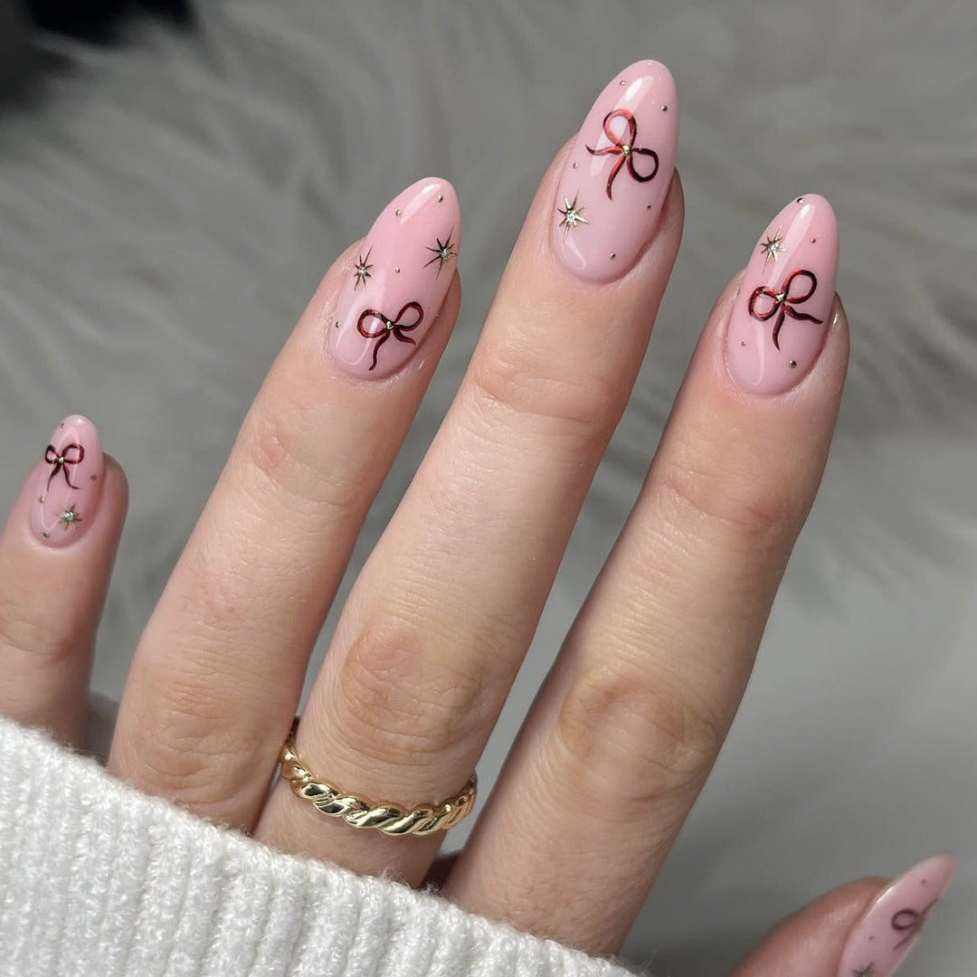 Stiletto Nail Art Extensions with Bow Accents Bowlift