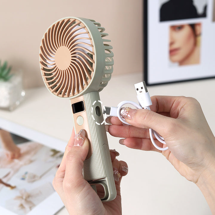 Unisex Handheld Rechargeable Digital Display Fan Bowlift