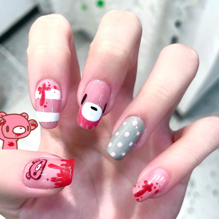 Whimsical Character-Themed Press-On Nail Art Set Bowlift