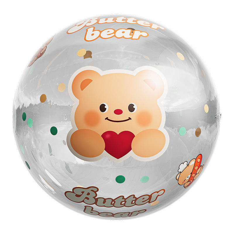 Unisex Inflatable Play Ball with Cheerful Bear Design Bowlift