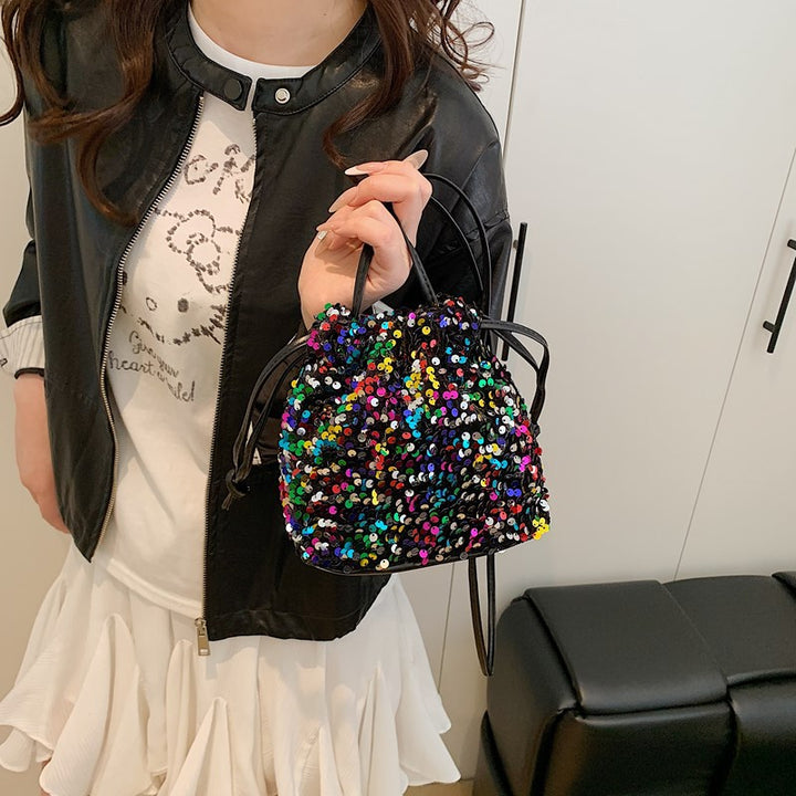Glittery Sequin Drawstring Mini Bag Bowlift