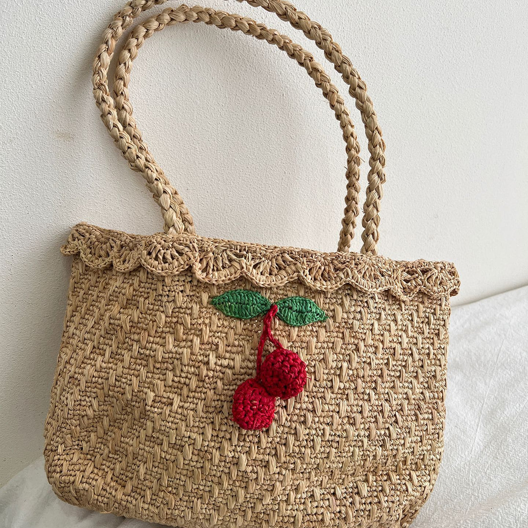 Handmade straw bag with colorful lemon design Bowlift