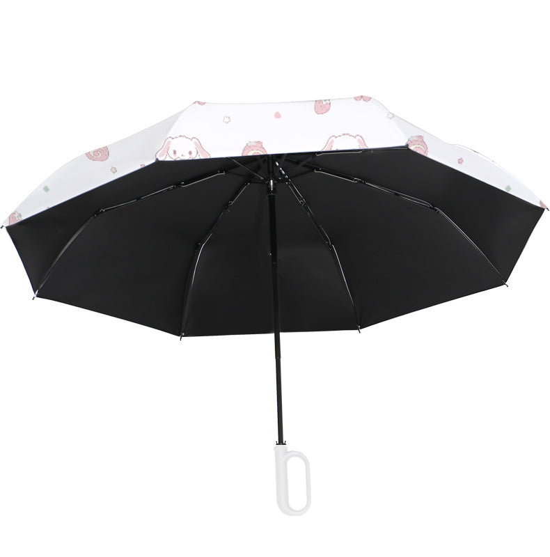 Women's Automatic Folding Umbrella with Playful Animal Design Bowlift