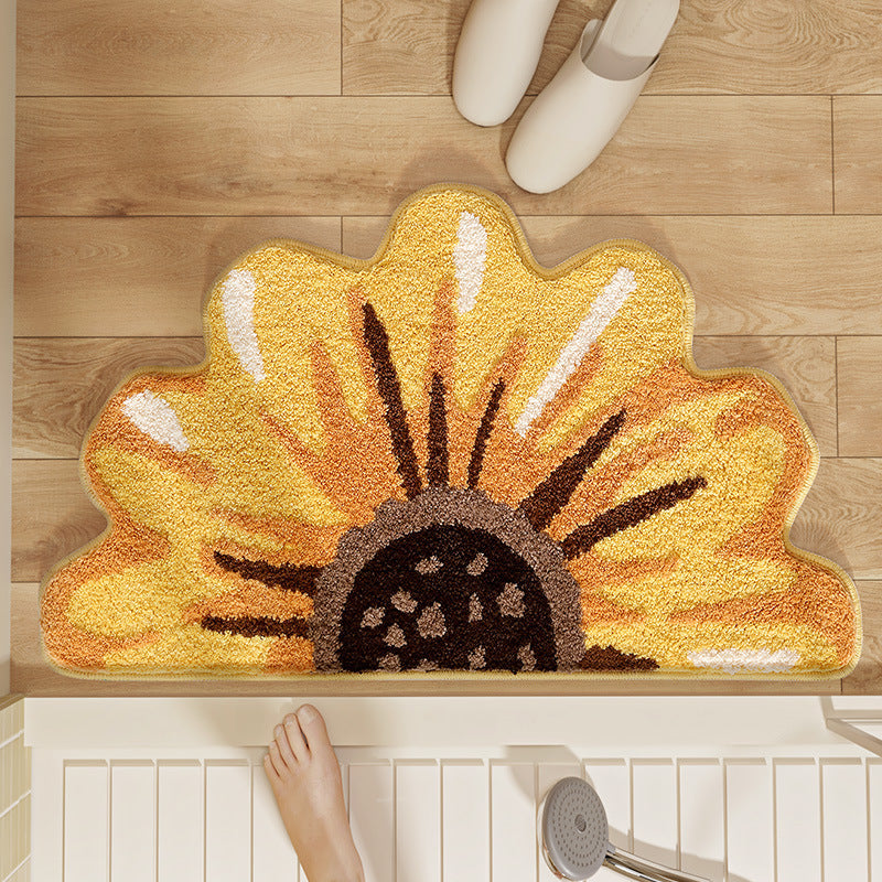 Plush Floral Design Bath Mat Bowlift