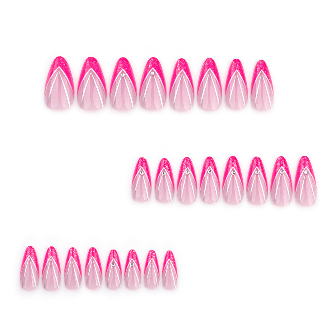 Artful Nail Extensions with Glitter and Rhinestone Decorations Bowlift