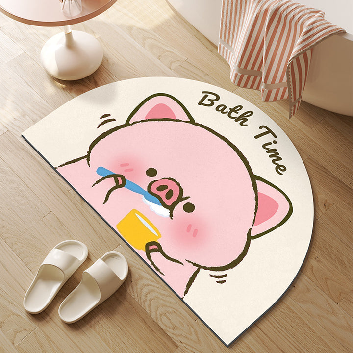 Cute Bath Time Pig-Shaped Bath Mat