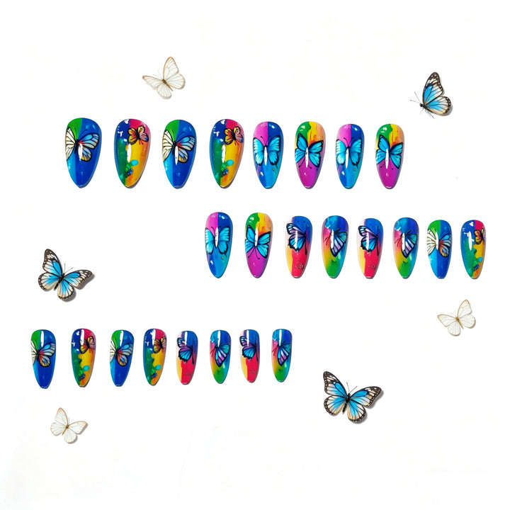 Butterfly-Inspired Vibrant Nail Art Bowlift