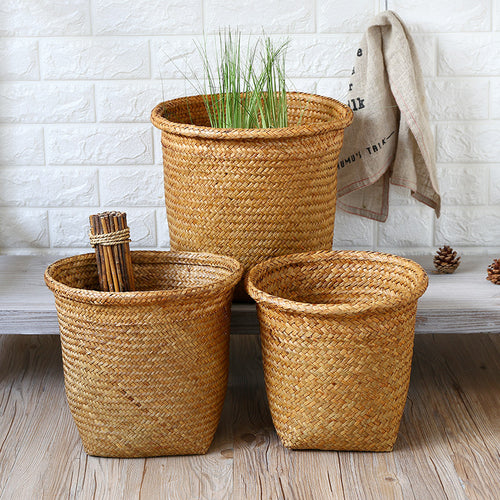 Handcrafted Natural Fiber Storage Bin Bowlift