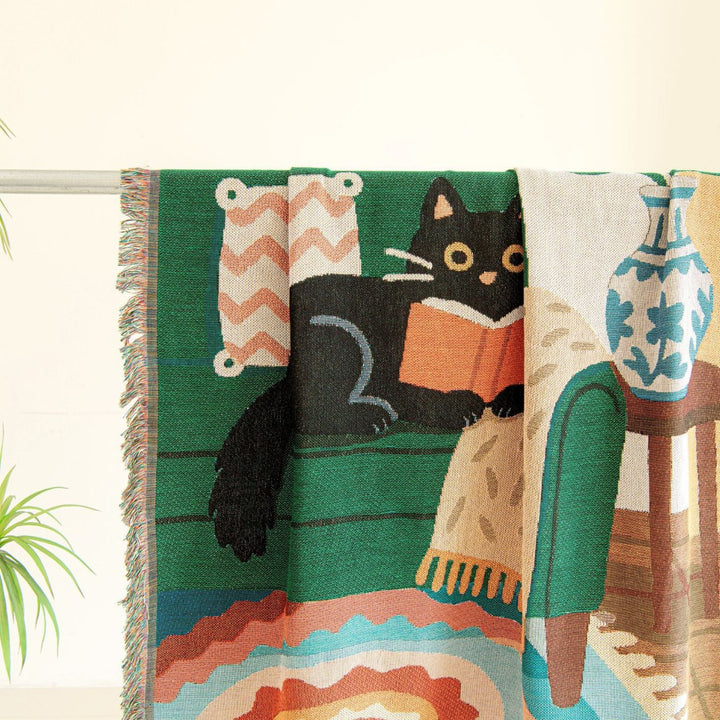 Artistic Cat-Themed Tapestry Blanket