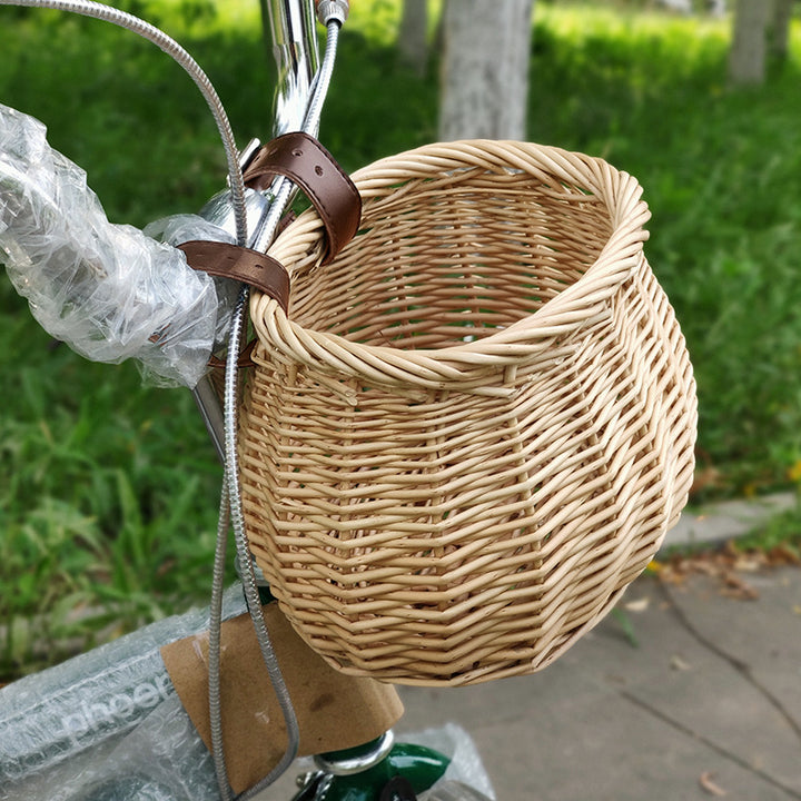 Women's Handmade Bicycle Basket with Leather Handles Bowlift