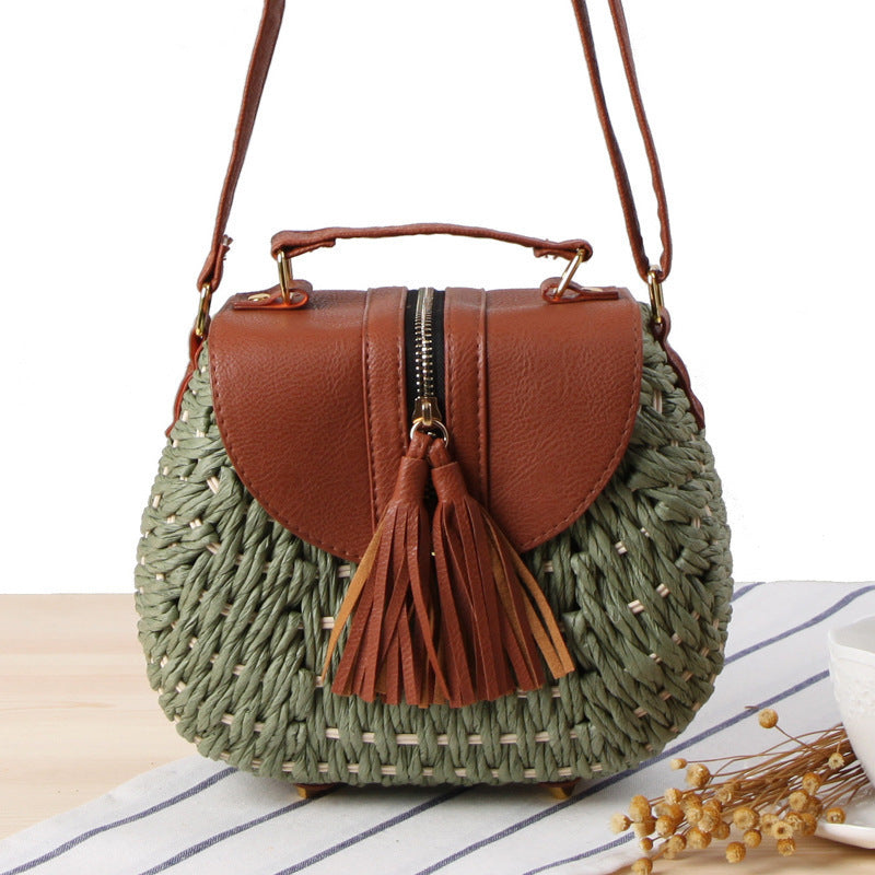Handbag with Unique Woven Design and Elegant Flap Bowlift