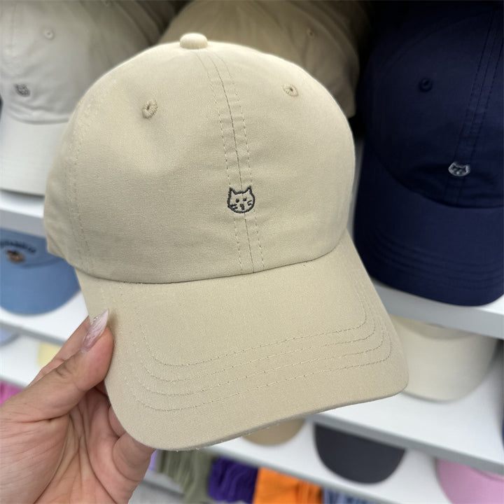 Women's Cat-Embroidered Cotton Baseball Cap Bowlift