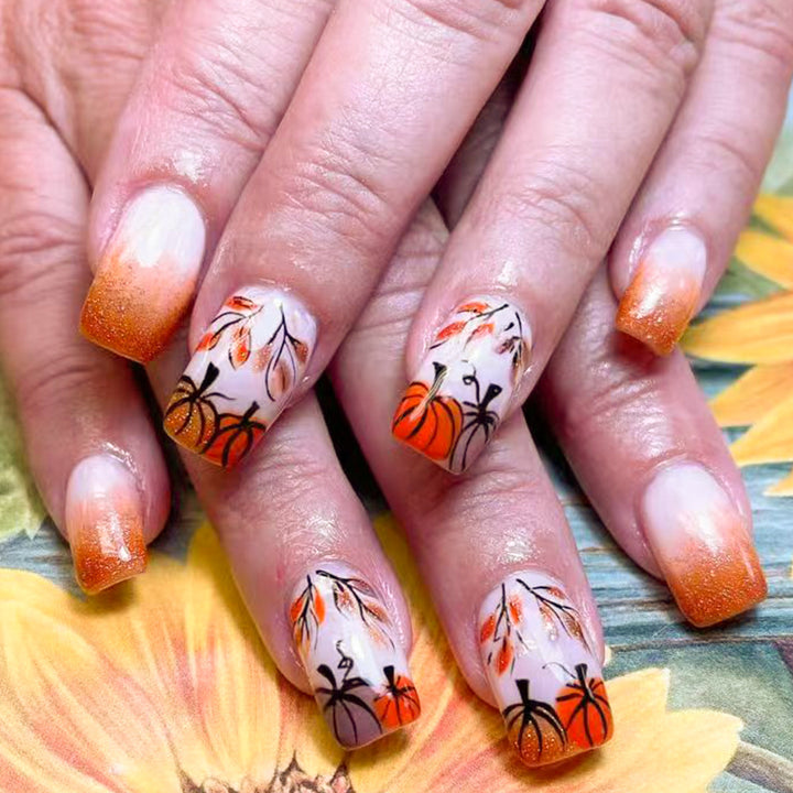 Autumn-Themed Decorative Press-On Nails Bowlift 1787543168