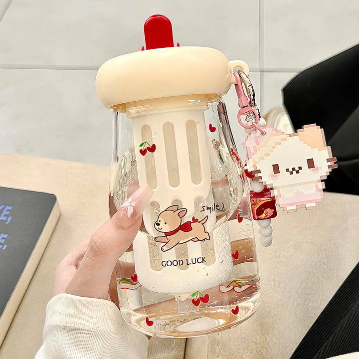 Ladies drinking container with unique design and integrated straw Bowlift