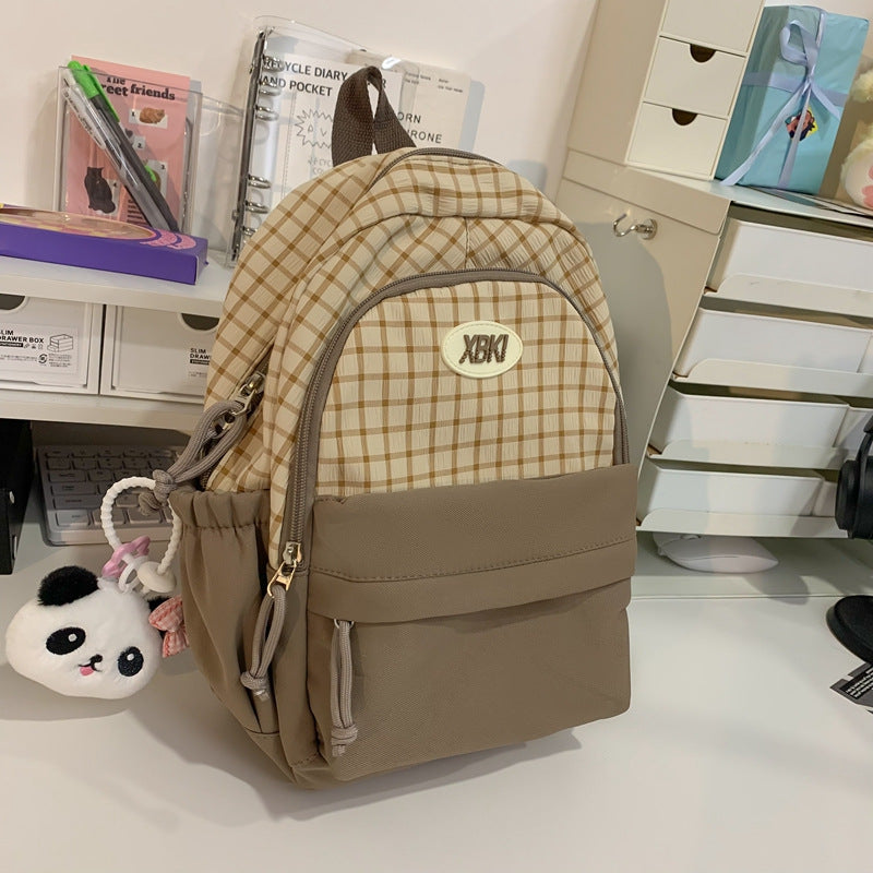 Chic Plaid Design School Backpack Bowlift