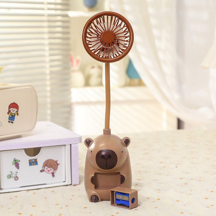 Unisex Portable Hand Fan in Animal Design with Flexible Holder Bowlift