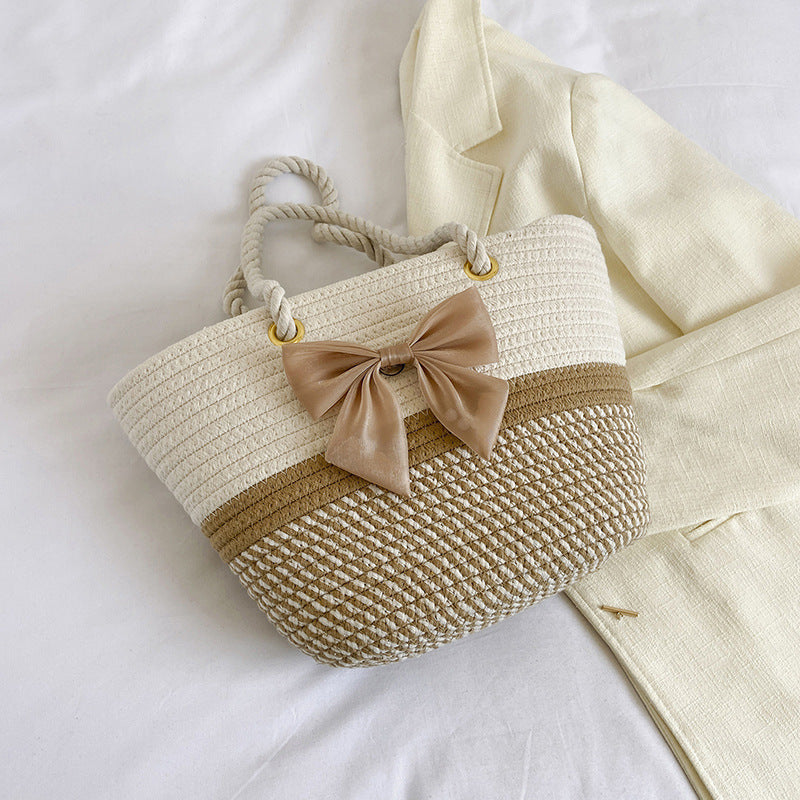 Handcrafted Floral Detail Straw Tote Bag Bowlift
