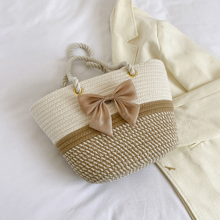 Handcrafted Floral Detail Straw Tote Bag Bowlift