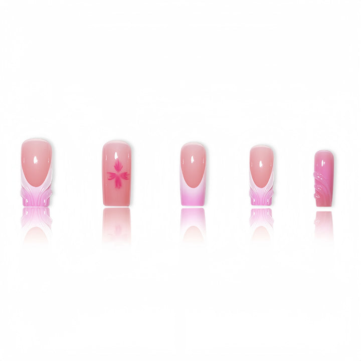 Floral Decorative Press-On Nails with 3D Accents Bowlift