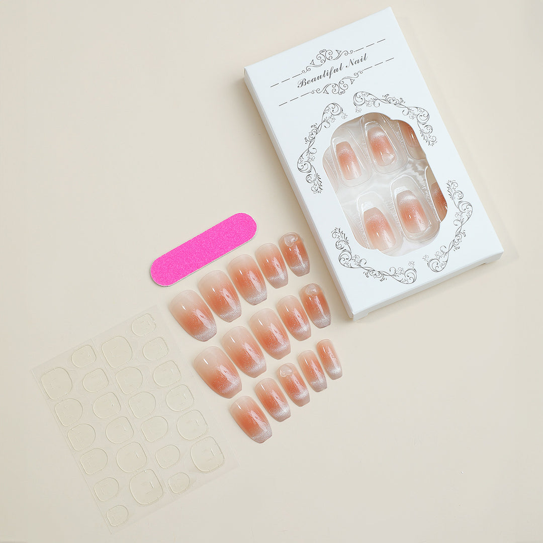 Elegant Gradient Press-On Nail Set with Glossy Finish Bowlift
