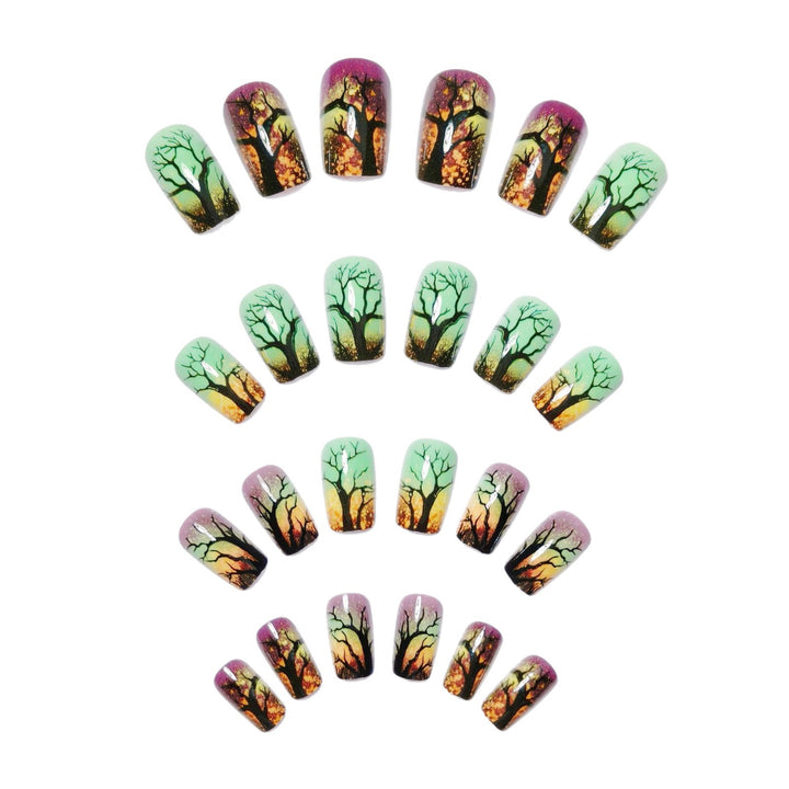 Artistic Ombre Tree-Themed Nail Art Bowlift