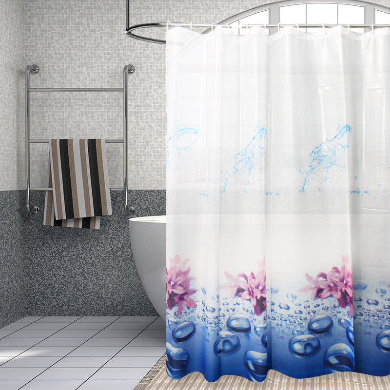 Floral Water-Resistant Shower Curtain Bowlift