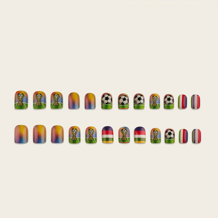 Artificial nails with soccer motif and glitter effects Bowlift