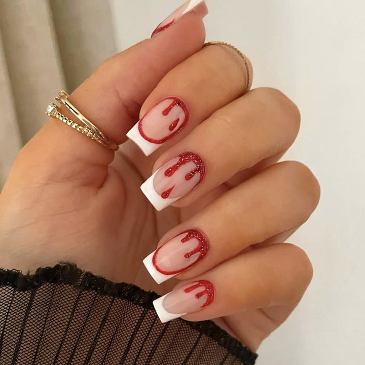 Artistic Blood Drip Nail Art Extensions Bowlift