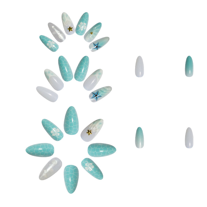 Artificial nail set with sea motifs and 3D accents Bowlift