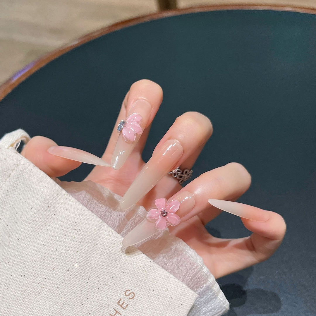 Floral-Design Press-On Nail Extensions Bowlift