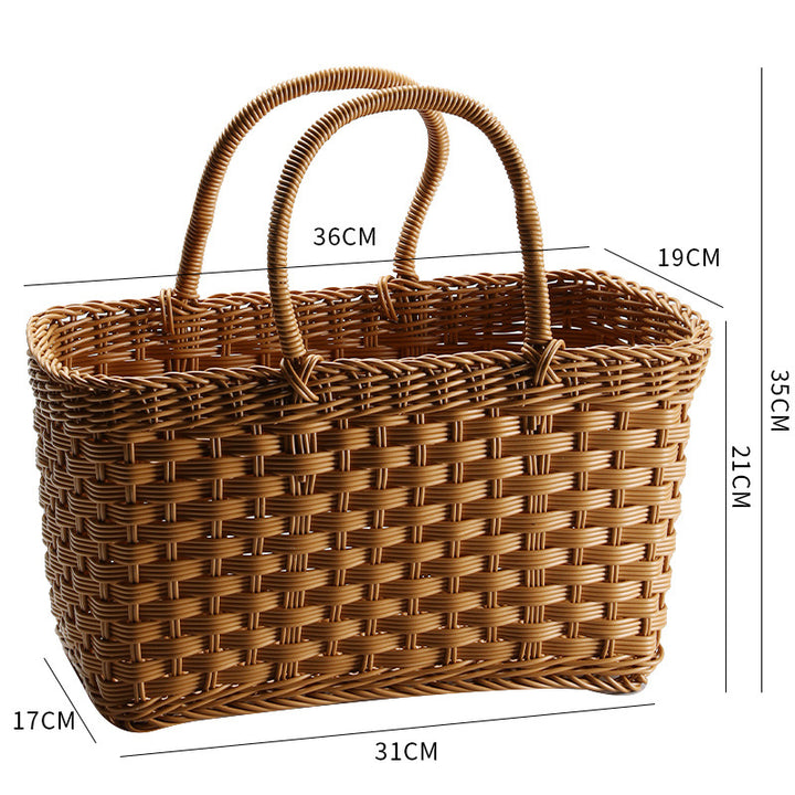 Unisex Handwoven Shopping Basket with Two Handles Bowlift