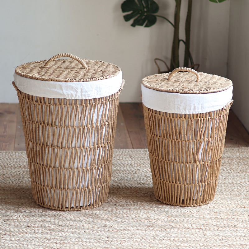 Rustic laundry basket with lid Bowlift
