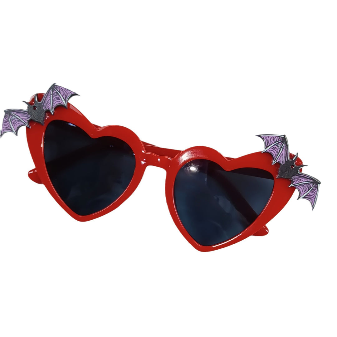 Heart-Shaped Sunglasses with Bat Accents Bowlift