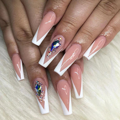 Artful nail extensions with elegant glitter accents Bowlift