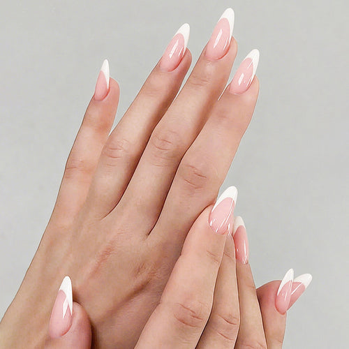 Elegant Press-On Nail Set with Natural Finish Bowlift