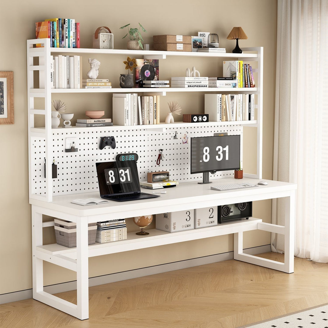 Multifunctional workspace with shelf Bowlift