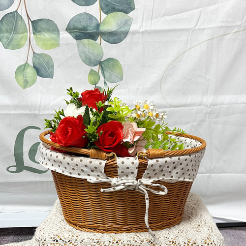 Ladies Elegant Braided Basket with Removable Fabric Insert Bowlift