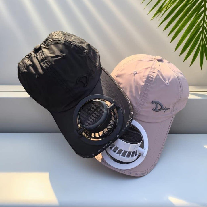 Sporty baseball cap with detachable solar fan Bowlift